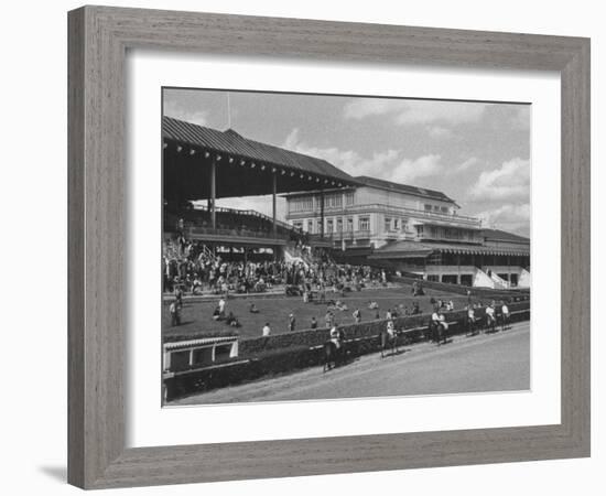 Race Track and Stands with Clubhouse with Casino at Right-Francis Miller-Framed Photographic Print