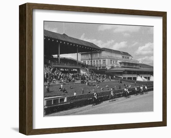 Race Track and Stands with Clubhouse with Casino at Right-Francis Miller-Framed Photographic Print