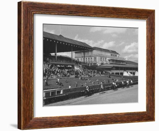 Race Track and Stands with Clubhouse with Casino at Right-Francis Miller-Framed Photographic Print