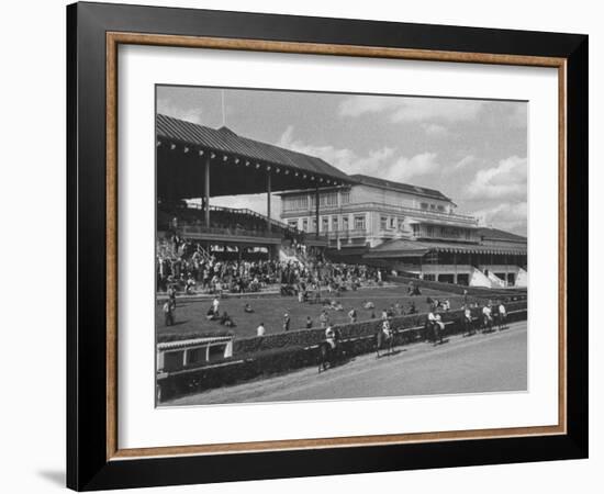 Race Track and Stands with Clubhouse with Casino at Right-Francis Miller-Framed Photographic Print