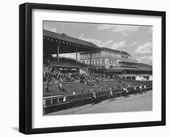 Race Track and Stands with Clubhouse with Casino at Right-Francis Miller-Framed Photographic Print