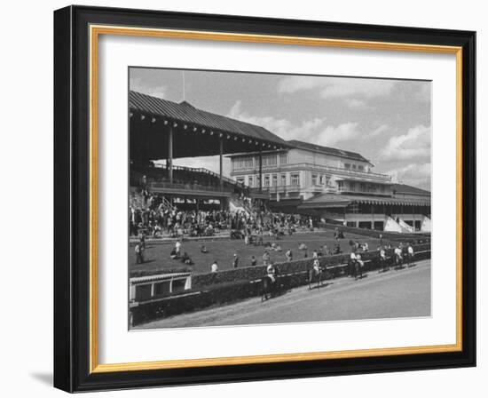 Race Track and Stands with Clubhouse with Casino at Right-Francis Miller-Framed Photographic Print