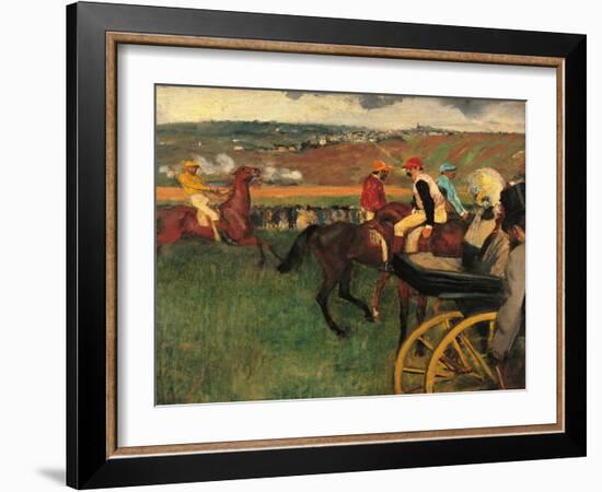 Racecourse, Amateur Jockeys Near a Carriage-Edgar Degas-Framed Art Print