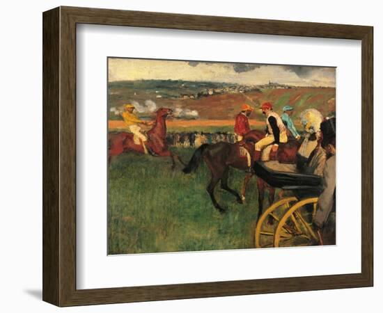 Racecourse, Amateur Jockeys Near a Carriage-Edgar Degas-Framed Art Print