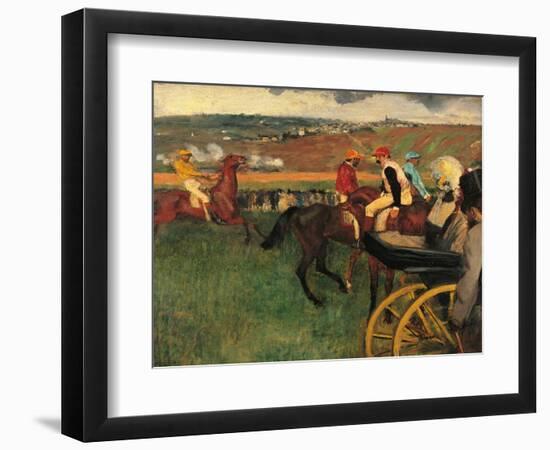 Racecourse, Amateur Jockeys Near a Carriage-Edgar Degas-Framed Art Print