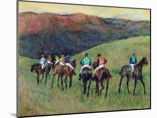 Racehorses in a Landscape, 1894-Edgar Degas-Mounted Giclee Print