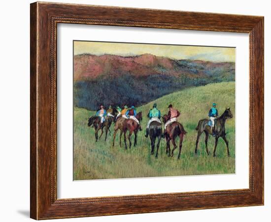 Racehorses in a Landscape, 1894-Edgar Degas-Framed Premium Giclee Print