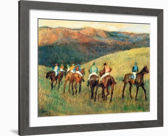 Racehorses in a Landscape-Edgar Degas-Framed Art Print