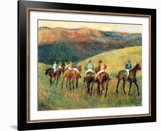 Racehorses in a Landscape-Edgar Degas-Framed Art Print