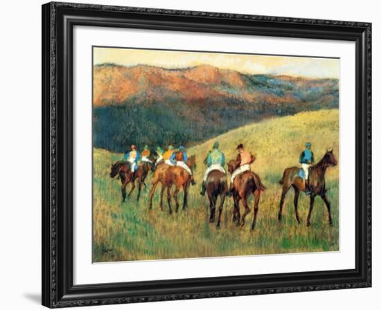 Racehorses in a Landscape-Edgar Degas-Framed Art Print