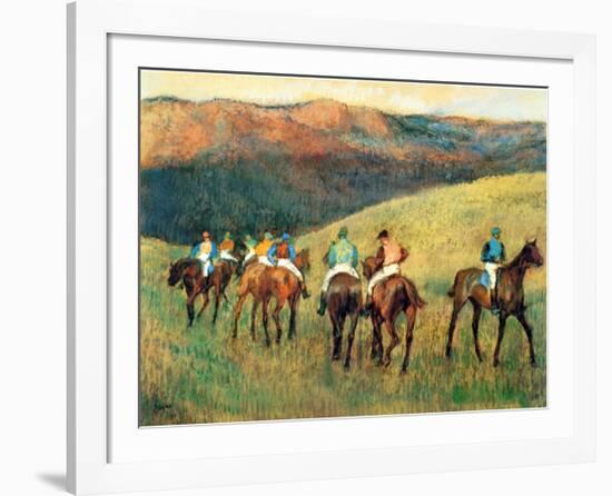 Racehorses in a Landscape-Edgar Degas-Framed Art Print