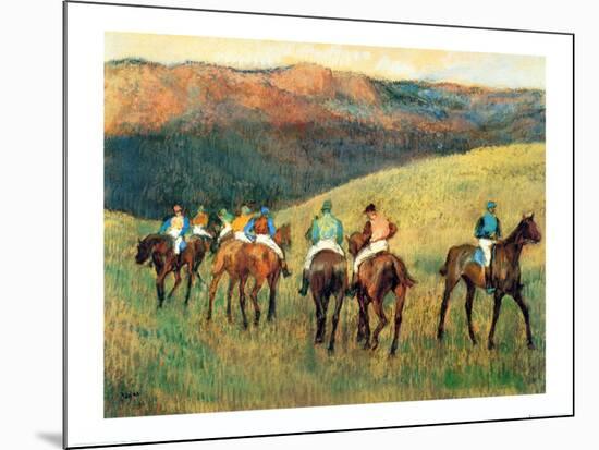 Racehorses in a Landscape-Edgar Degas-Mounted Art Print
