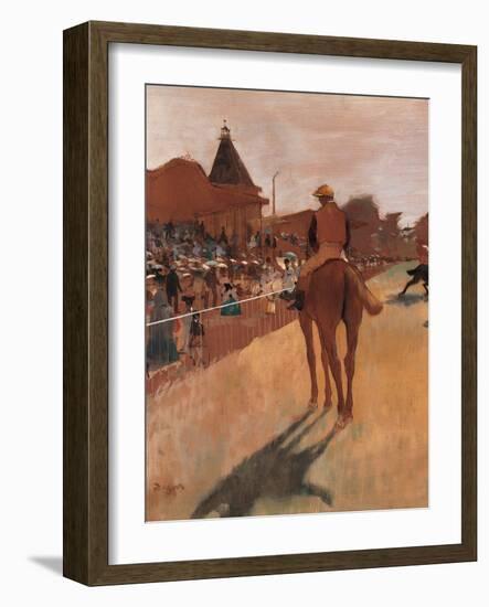 Racehorses in Front of the Tribunes-Edgar Degas-Framed Giclee Print