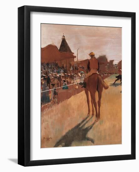 Racehorses in Front of the Tribunes-Edgar Degas-Framed Giclee Print