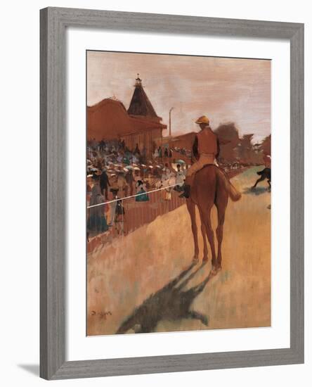 Racehorses in Front of the Tribunes-Edgar Degas-Framed Giclee Print