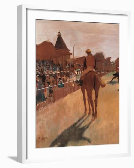 Racehorses in Front of the Tribunes-Edgar Degas-Framed Giclee Print