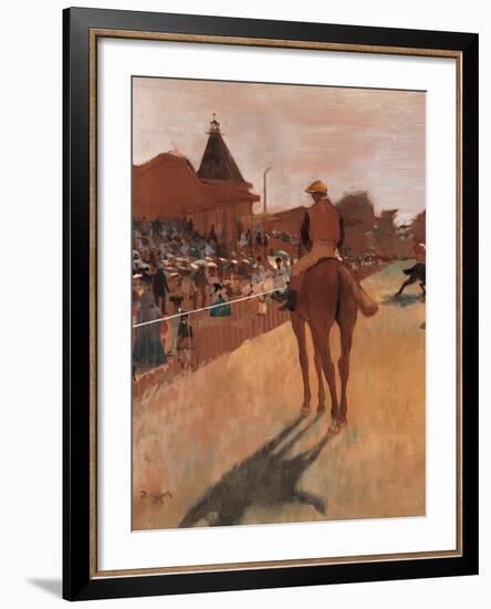 Racehorses in Front of the Tribunes-Edgar Degas-Framed Giclee Print