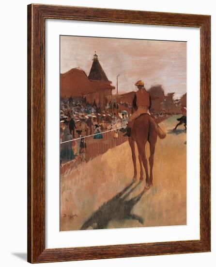 Racehorses in Front of the Tribunes-Edgar Degas-Framed Giclee Print