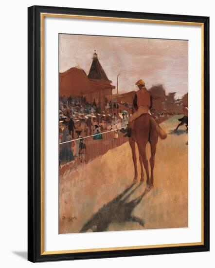 Racehorses in Front of the Tribunes-Edgar Degas-Framed Giclee Print