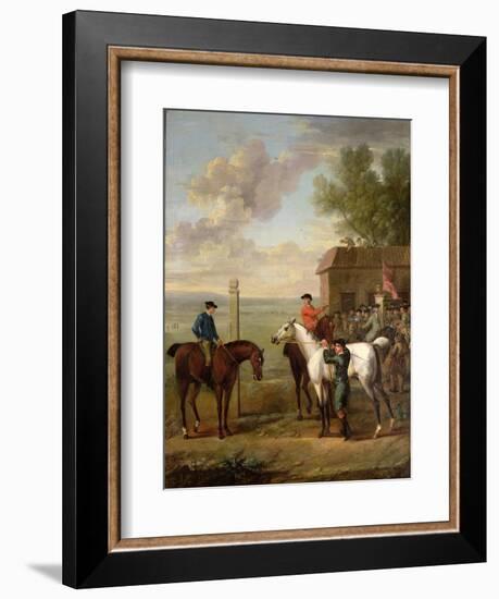 Racehorses with Jockeys Up by the Rubbing Down House on Newmarket Heath-John Wootton-Framed Giclee Print