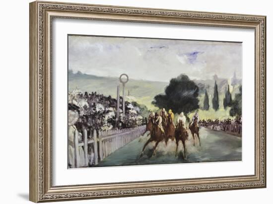 Races at Longchamp-Edouard Manet-Framed Giclee Print