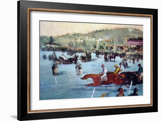 Races At The Bois De Boulogne-Edouard Manet-Framed Art Print