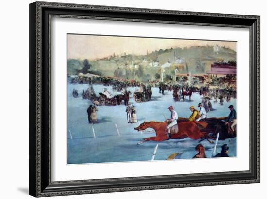 Races At The Bois De Boulogne-Edouard Manet-Framed Art Print