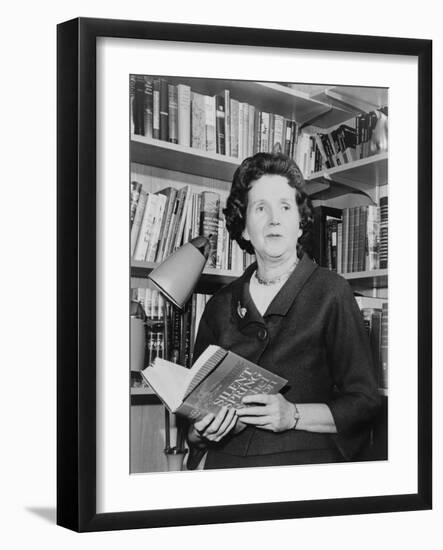 Rachel Carson, Biologist and Writer, Holding Her Ground Breaking Book, the Silent Spring, 1963-null-Framed Art Print
