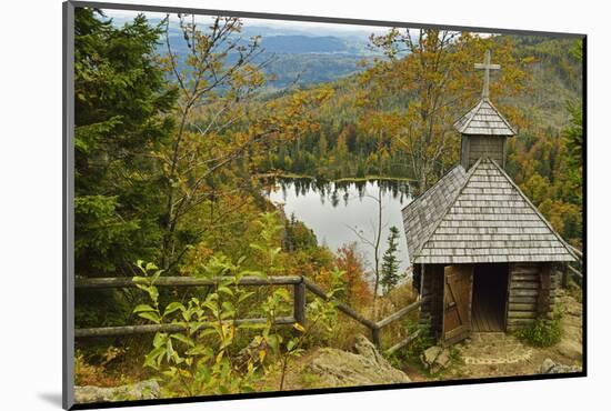 Rachelsee (Lake) and Rachelkapelle (Chapel), Grosser Rachel, Bavarian Forest Nat'l Pk, Germany-Jochen Schlenker-Mounted Photographic Print