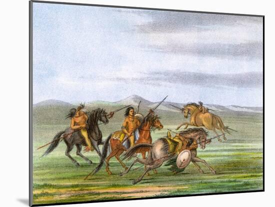 Racial, Comanche Horses-George Catlin-Mounted Art Print