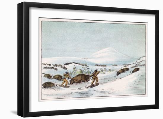 Racial, Hunting Buffalo-George Catlin-Framed Art Print