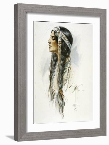 Racial, Iroquois Woman-Harrison Fisher-Framed Art Print