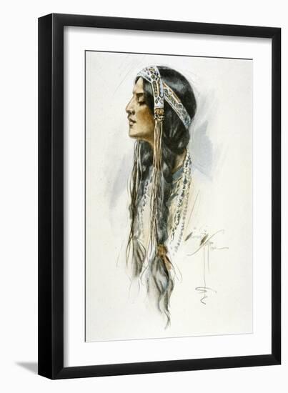 Racial, Iroquois Woman-Harrison Fisher-Framed Art Print