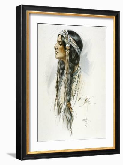 Racial, Iroquois Woman-Harrison Fisher-Framed Art Print