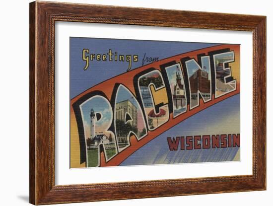 Racine, Wisconsin - Large Letter Scenes-Lantern Press-Framed Art Print