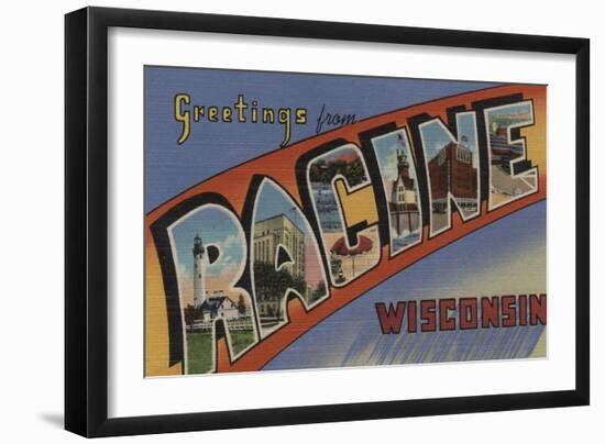 Racine, Wisconsin - Large Letter Scenes-Lantern Press-Framed Art Print