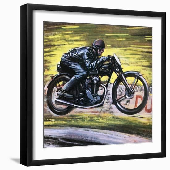 Racing a Velocette-Graham Coton-Framed Giclee Print