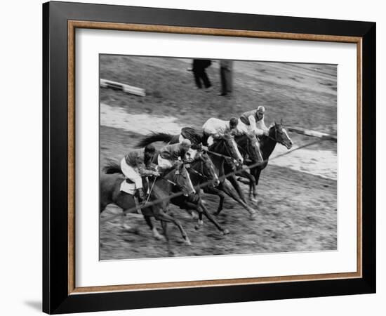 Racing at the Annual Horse Show at Hippodrome Stadium-null-Framed Photographic Print