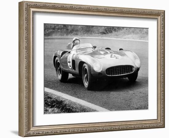 Racing Driver Fangio Here at the Wheel During Great Sweden Prize Race August 1956-null-Framed Photo