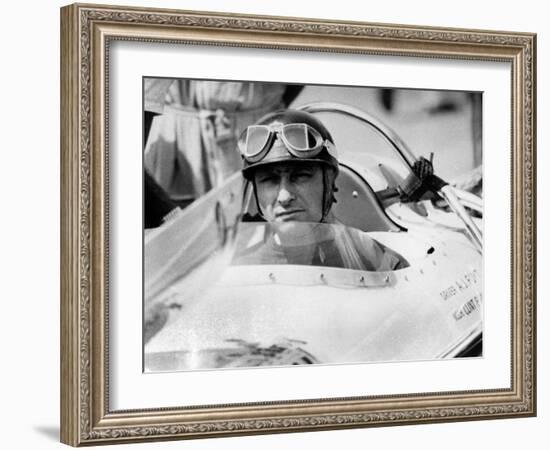 Racing Driver Fangio Here at the Wheel During Race in Monza June 28, 1958-null-Framed Photo