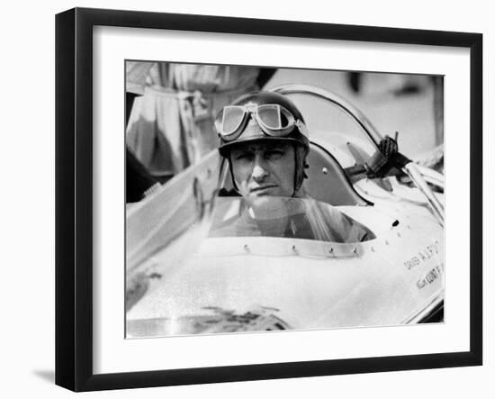 Racing Driver Fangio Here at the Wheel During Race in Monza June 28, 1958-null-Framed Photo