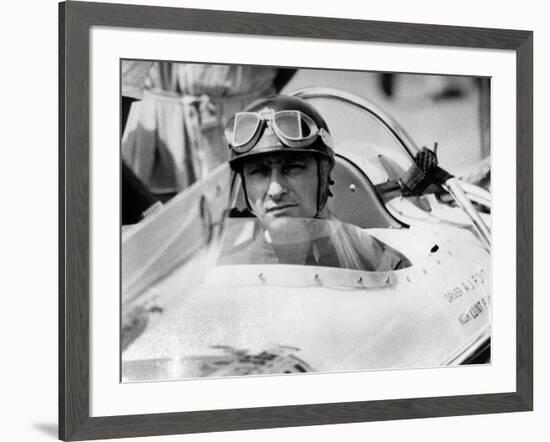 Racing Driver Fangio Here at the Wheel During Race in Monza June 28, 1958-null-Framed Photo