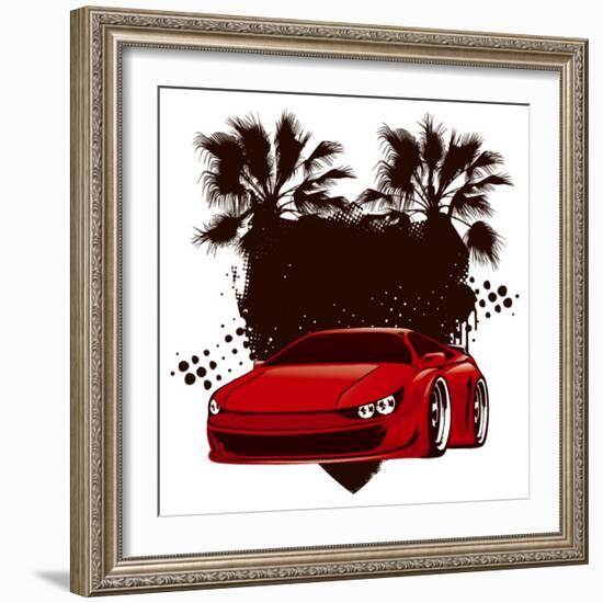 Racing Grunge Shield with Red Sport Super Car-locote-Framed Premium Giclee Print