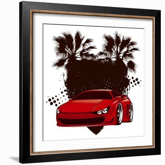 Racing Grunge Shield with Red Sport Super Car-locote-Framed Premium Giclee Print