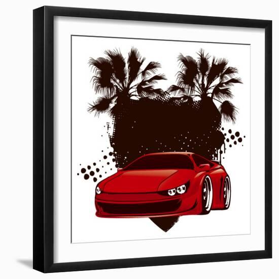 Racing Grunge Shield with Red Sport Super Car-locote-Framed Premium Giclee Print