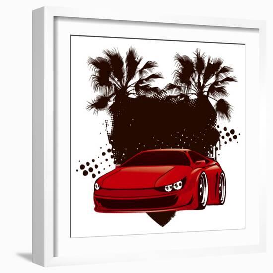 Racing Grunge Shield with Red Sport Super Car-locote-Framed Premium Giclee Print