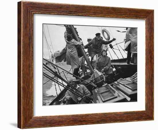 Racing "Maruffa" Battling Storm During Annual Race on Lake Michigan from Chicago to Mackinac Island-William Vandivert-Framed Photographic Print