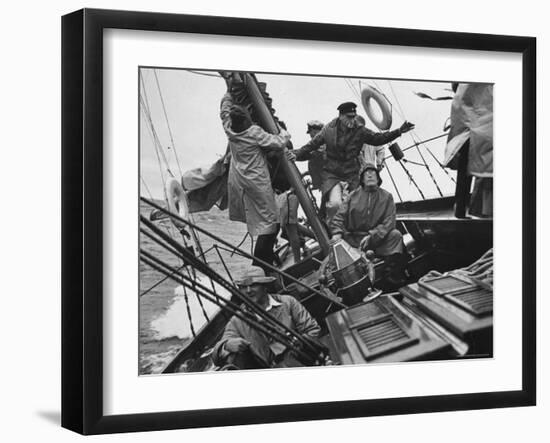 Racing "Maruffa" Battling Storm During Annual Race on Lake Michigan from Chicago to Mackinac Island-William Vandivert-Framed Photographic Print