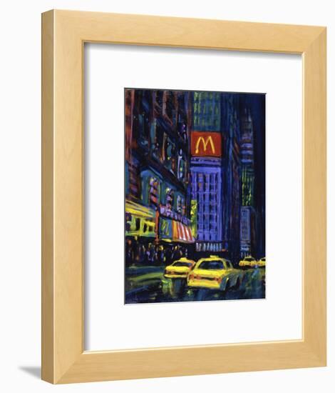 Racing Taxis at Night, New York City-Patti Mollica-Framed Premium Giclee Print