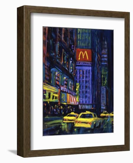 Racing Taxis at Night, New York City-Patti Mollica-Framed Giclee Print